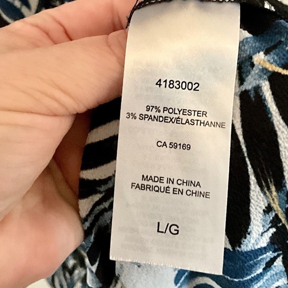 Mario Serrani Cute Tropical Palm leaves White/beige/navy/blue coverup Size L - Picture 9 of 13